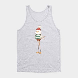 Cute Mr. Seagull in red sailor Hat Tank Top